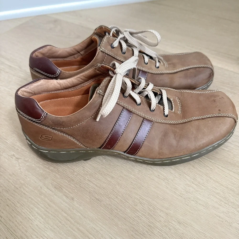 Skechers Mens Retro Y2K 4400 Brown Leather Casual Lace Up Oxford Shoes Size 12